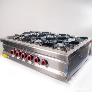 Плита 6-ти конфорочная настольная с газовым контроллером Pimak МХ23 (МО15-6N)